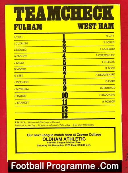 Les Barrett Benefit Testimonial Fulham 1976 – Plus George Best