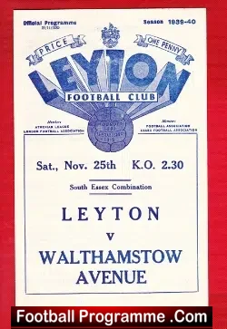 Leyton v Walthamstow Avenue 1939 – 1930s Old Programme