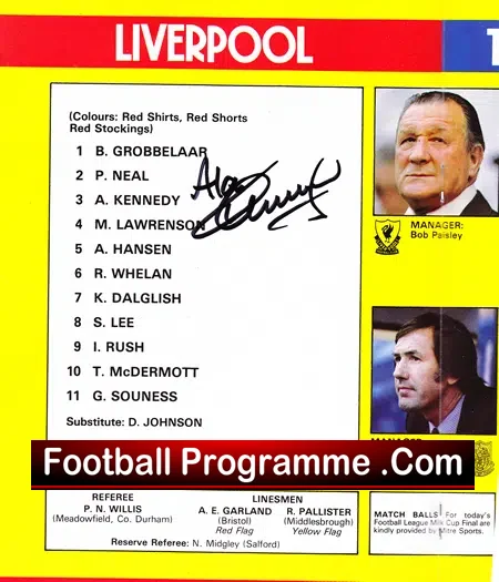 Liverpool v Tottenham 1982 – League Cup Final – SIGNED