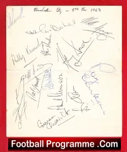 Manchester City Team Fully Signed Autograph Sheet 1963 - football programme