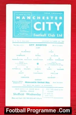 Manchester City v Newcastle United 1960 – Reserve Match