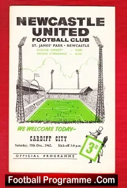 Newcastle United v Cardiff City 1962 – Signed by Colin Clish
