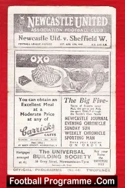 Newcastle United v Sheffield Wednesday 1948