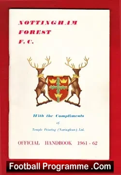 Nottingham Forest Football Club Official Handbook 1961 – 1962