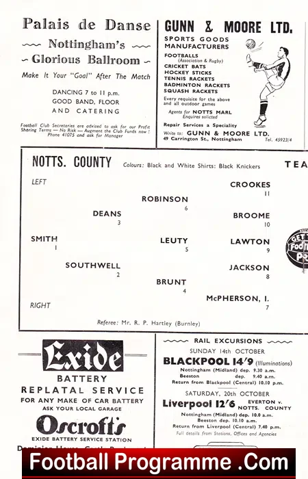 Notts County v Doncaster Rovers 1951