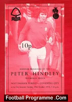 Peter Hindley Testimonial Benefit Match Nottingham Forest 1974