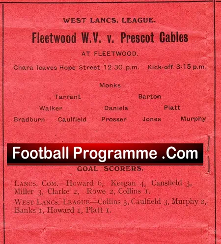 Prescot Cables v Bootle Celtic 1929 + Fleetwood Lancashire 20s