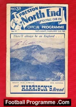Preston North End v Notts County 1951 – Autographed Signed