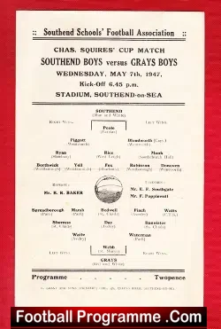 Southend v Grays 1947 – School Boys Cup Match