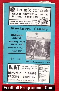 Stockport County v Oldham Athletic 1963 - football programme
