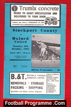Stockport County v Oxford United 1962 - Multi Autographed - football programme