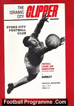 Stoke City v Burnley 1969 - League Cup - football programme