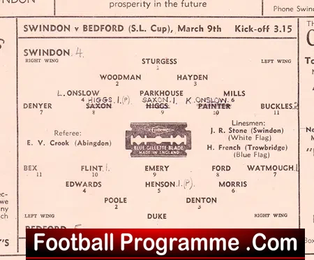 Swindon Town v Bedford Town 1946 – Official Football Programme