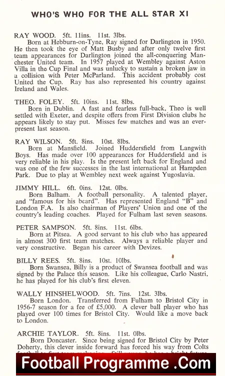 Taunton v All Star Guest X1 1960