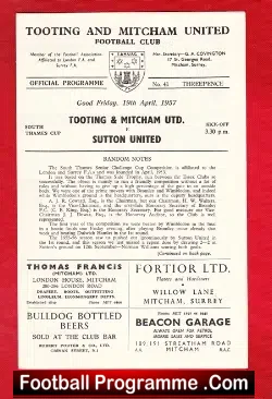 Tooting Mitcham United v Sutton United 1957