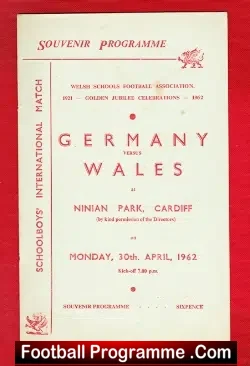Wales v Germany 1962 – Schools Match at Ninian Park Cardiff