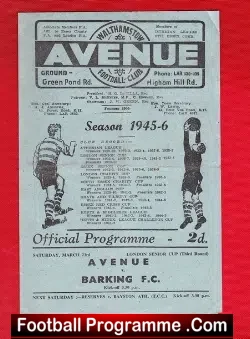 Walthamstow Avenue v Barking 1946 – London Senior Cup