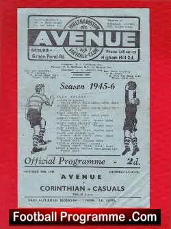 Walthamstow Avenue v Corinthian Casuals 1945 – Isthmian League