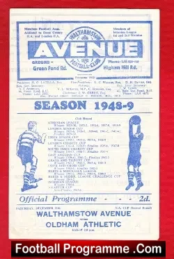 Walthamstow Avenue v Oldham Athletic 1948 - FA Cup Match - football programme