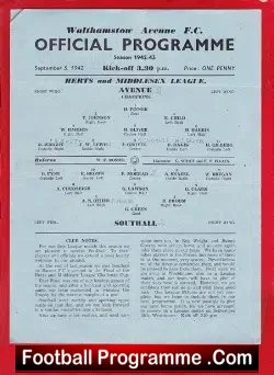Walthamstow Avenue v Southall 1942 – Rare 1940s Herts League