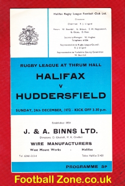 Halifax Rugby v Huddersfield 1972