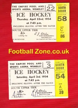 Wembley Ice Hockey Old 1950s Tickets 1954