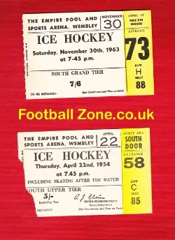 Wembley Ice Hockey Old 1950s Tickets 1963 + 1954