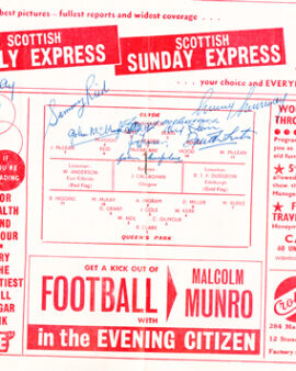 Clyde v Queens Park 1963 – Multi Autographed SIGNED