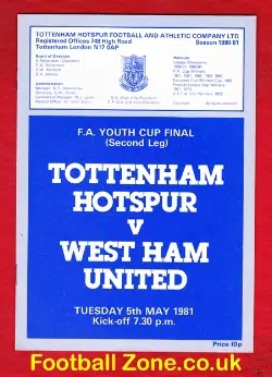 Tottenham Hotspur v West Ham United 1981 - FA Youth Cup Final
