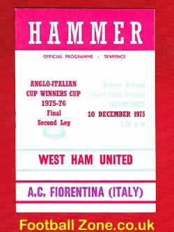 West Ham United v Fiorentina 1975 – Final Anglo Italian Cup