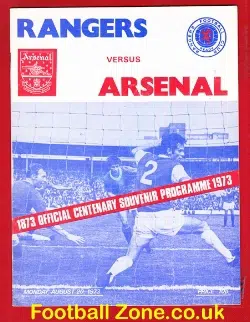 Glasgow Rangers v Arsenal 1973 - Friendly Match