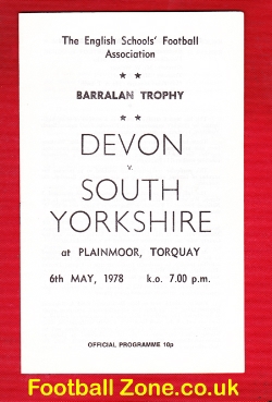 Devon v South Yorkshire 1978 – Plainmoor Torquay Schools