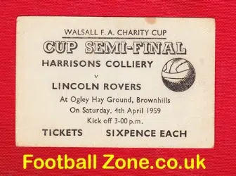 Harrisons Colliery v Lincoln Rovers 1959 - Walsall Charity Cup