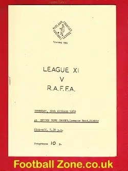 Football League X1 v RAFFA 1980 – at Sutton Town Lowmoor Road