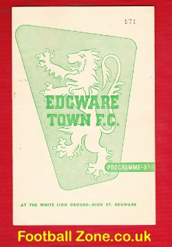 Edgware Town v Uxbridge 1954