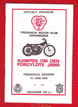 Denmark Speedway Programme Fredericia 1976