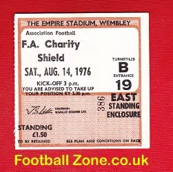 Liverpool v Southampton 1976 - Charity Shield Ticket