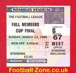 Manchester City v Chelsea 1986 – Full Members Cup Final Ticket