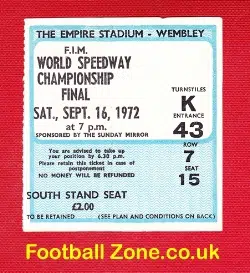 World Speedway Championship Final 1972 – Used Ticket