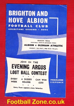 Brighton Hove Albion v Oldham Athletic 1966