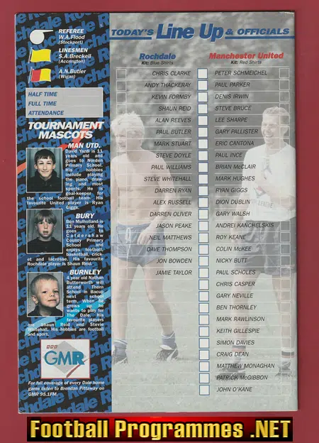 Rochdale v Manchester United 1994 - Senior Cup