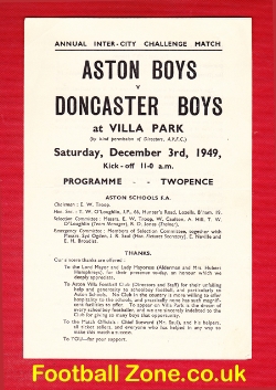 Aston Boys v Doncaster Boys 1949 – Inter City Match Villa Park