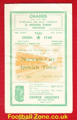 Norwich City v Ipswich Town 1956 - Norfolk Derby Match