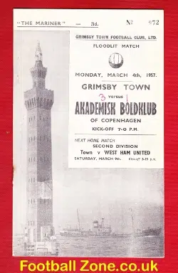 Grimsby Town v Akademisk Boldklub 1957 – Copenhagen Denmark