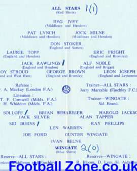 Wingate v Pat Lynch All Star X1 1956 – Charity Match