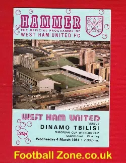 West Ham United v Dinamo Tbilisi 1981 – ECWC