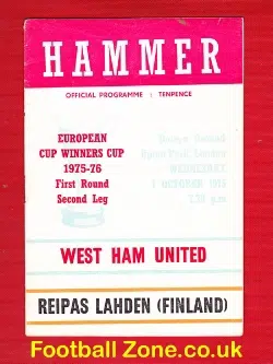 West Ham United v Reipas Lahden 1975 - ECWC Finalnd