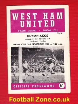 West Ham United v Olympiakos 1965 – ECWC Greece