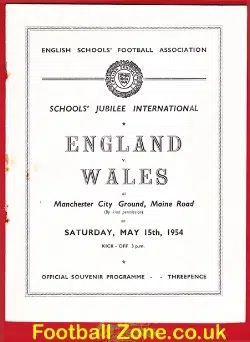 England v Wales 1954 - Schoolboys Game Maine Road Man City