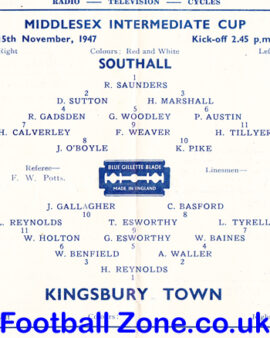 Southall v Kingsbury Town 1947 – Middlesex Intermediate Cup